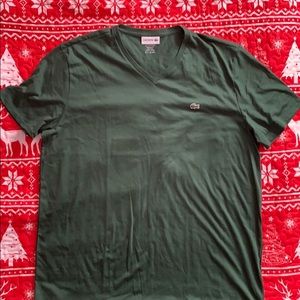 Lacoste v-neck t-shirt green xxl SZ 7 nwot